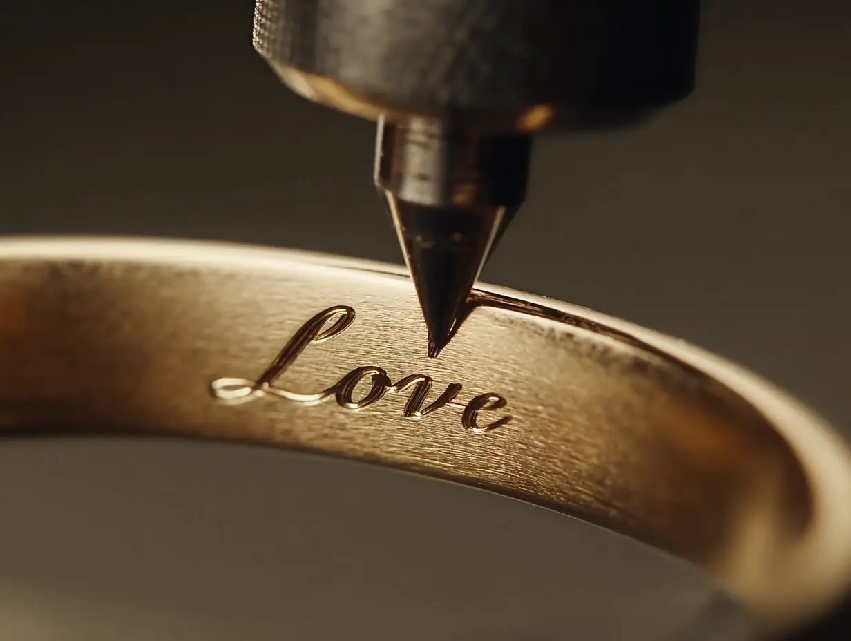 Gravur „Love“ auf der Innenseite eines Goldrings