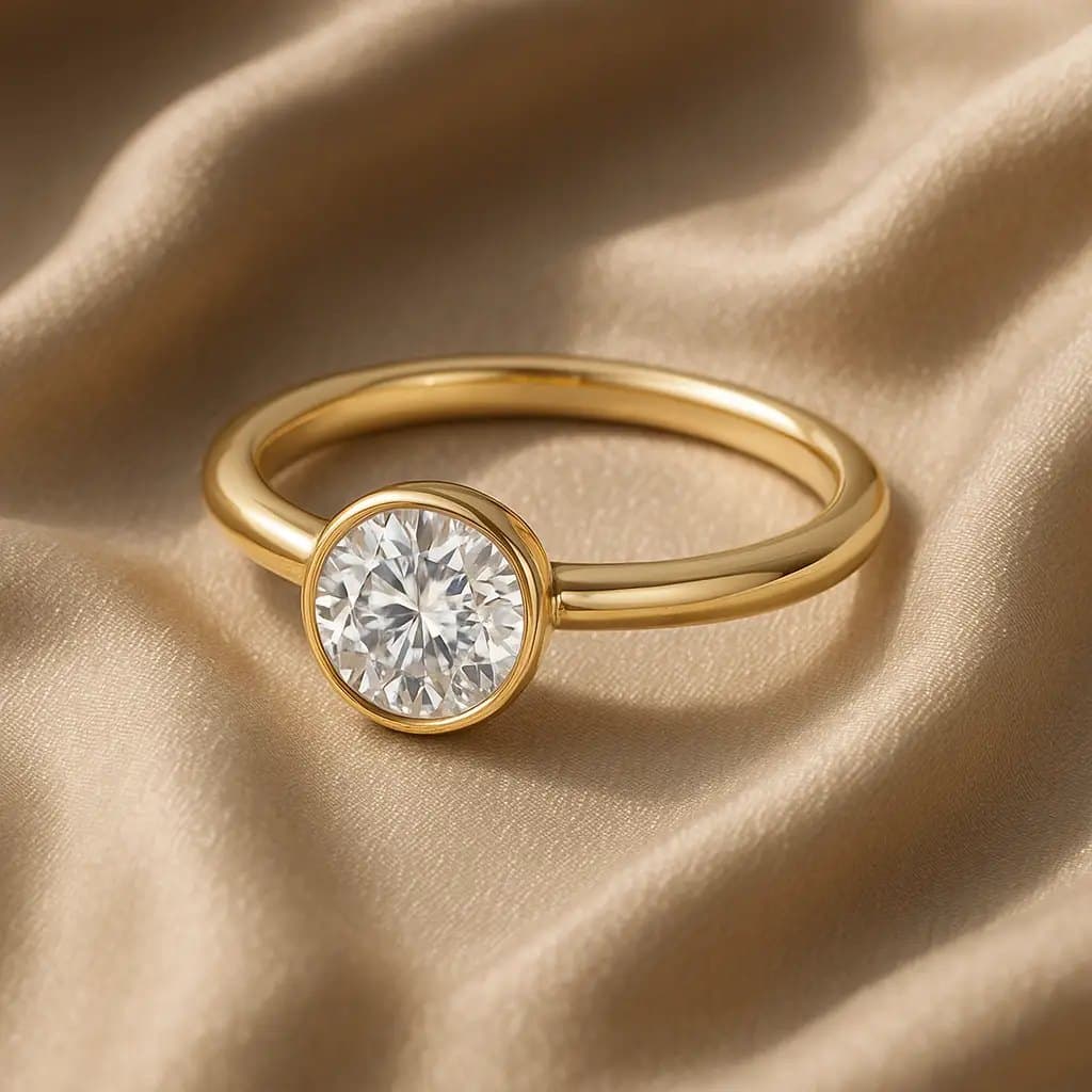 Goldschmuck: Solitär mit Zarge